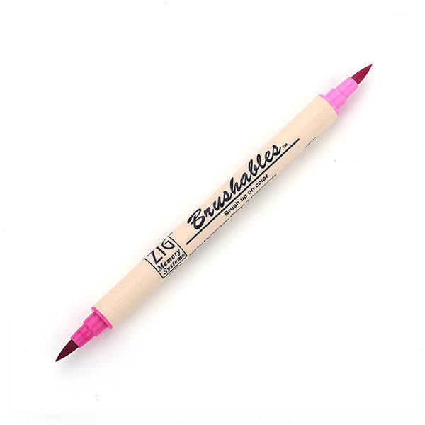 Kuretake Zig Brushables Brush Marker Pen - 24 Colours - 025 Pure Pink - Brush Pens - Bunbougu