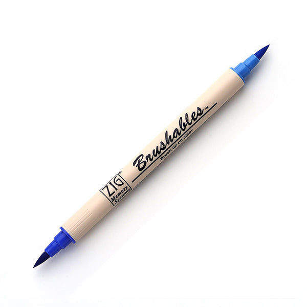 Kuretake Zig Brushables Brush Marker Pen - 24 Colours - 030 Pure Blue - Brush Pens - Bunbougu